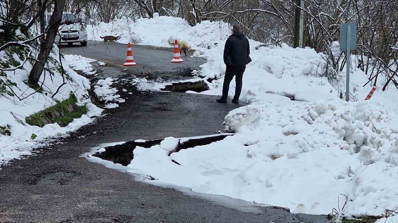 Kocaali'de mahalle bağlantı yolu heyelana teslim oldu