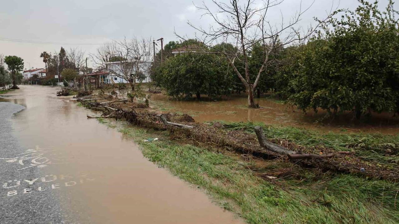 Kuşadası’nda sağanak taşkınları: Davutlar ve Güzelçamlı’da bahçeler sular altında