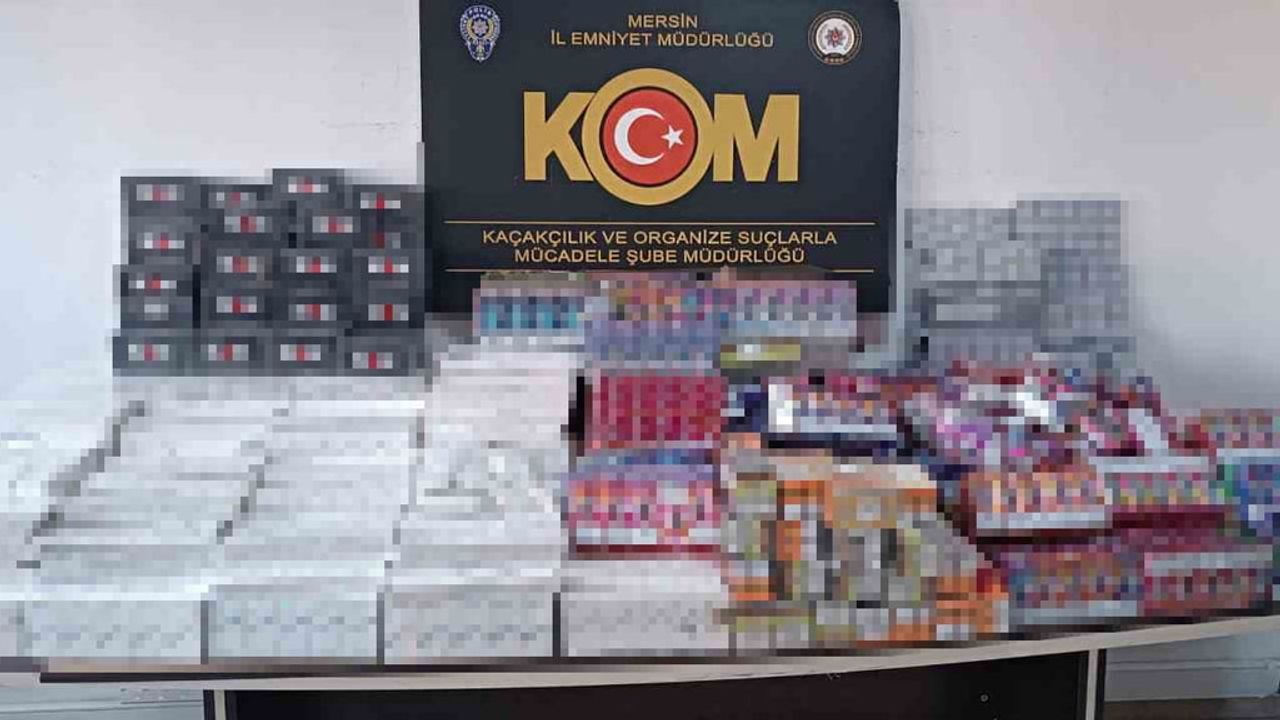 Mersin’de KOM ekipleri binlerce gümrük kaçağı ürün ele geçirdi