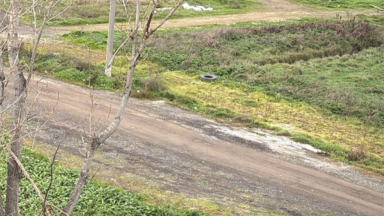 Muratlı'da beton mikseri boş araziye atık döktü, mahalle tepkili
