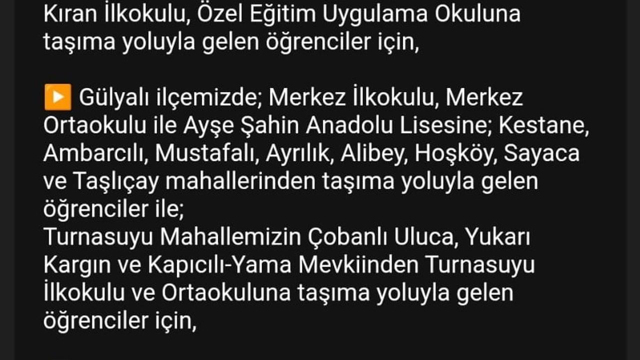 Ordu'da kar ve buzlanma nedeniyle eğitim-öğretime ara