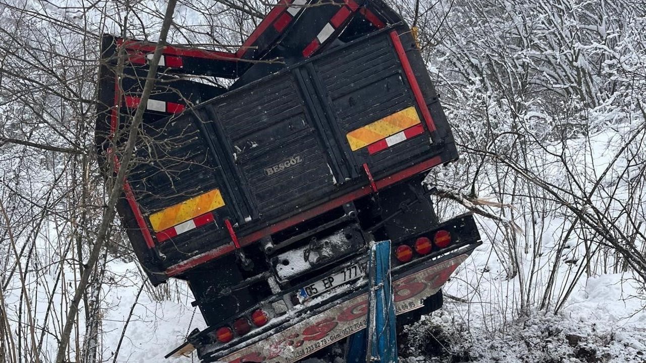 Ordu’da yem yüklü tır 600 metrelik uçuruma yuvarlandı