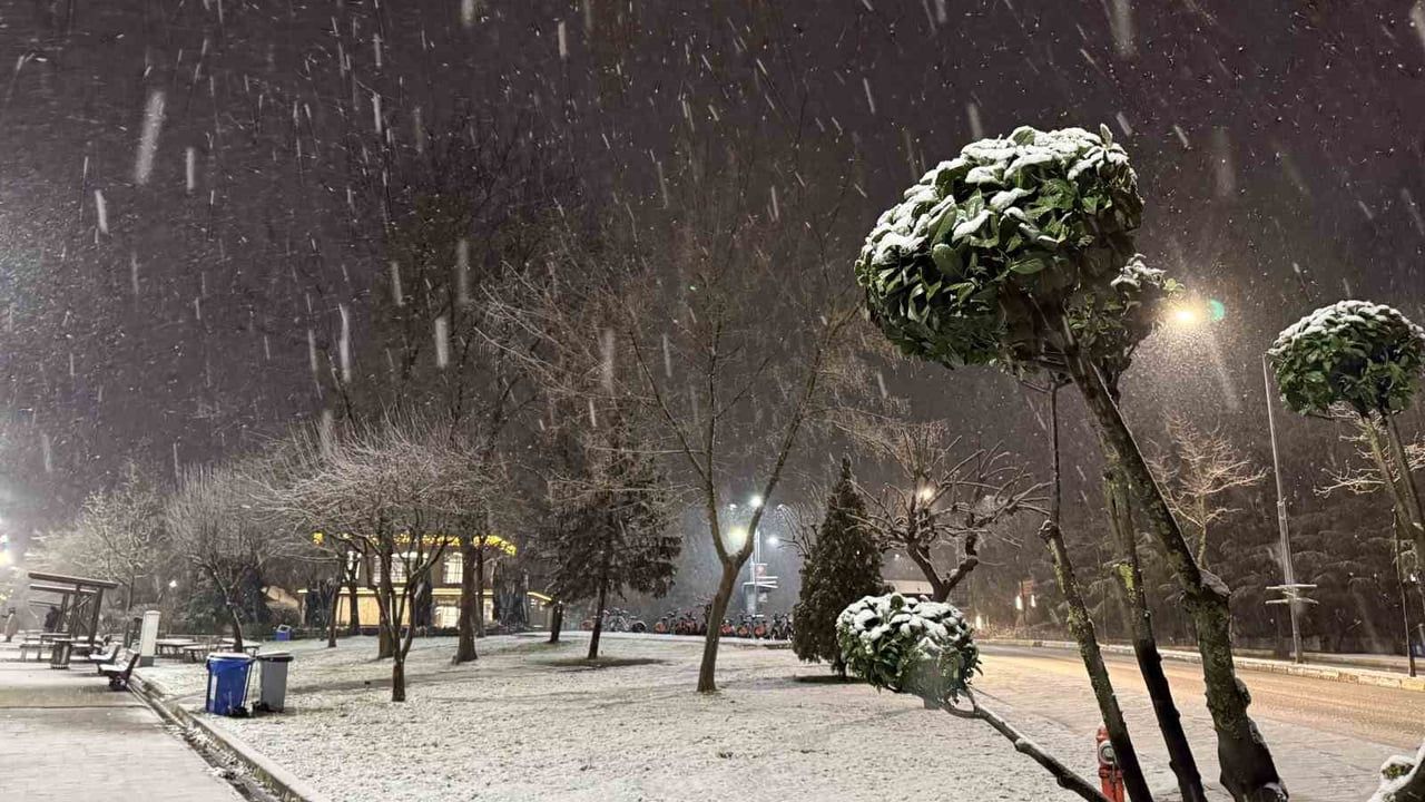 Sakarya'da lapa lapa kar şehir merkezinde etkili oldu