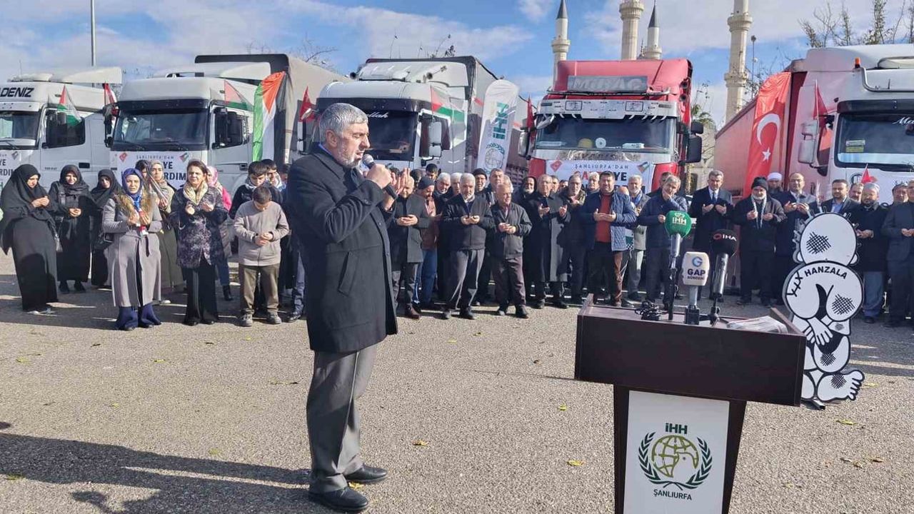 Şanlıurfa'dan Gazze'ye 6 tır insani yardım uğurlandı