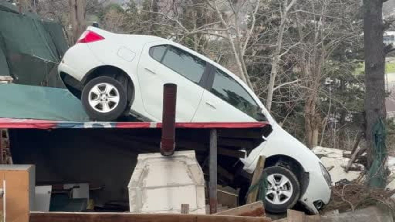 Sarıyer'de otomobil kamelyanın üzerine çıktı: Vites karışıklığı iddiası