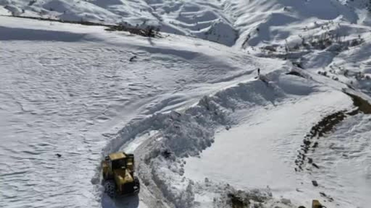 Siirt'te Şirvan Narlıkaya yolunda düşen çığ temizlendi