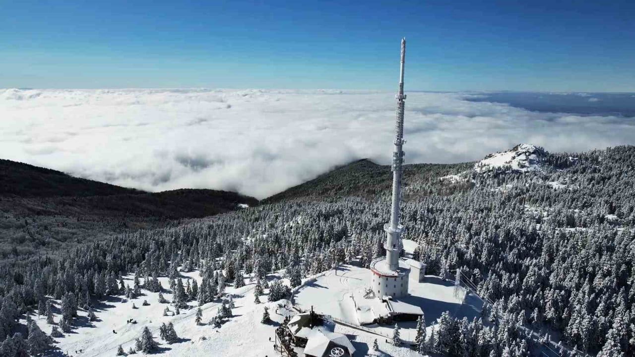 Uludağ'da sömestr yoğunluğu drone görüntüleriyle kaydedildi