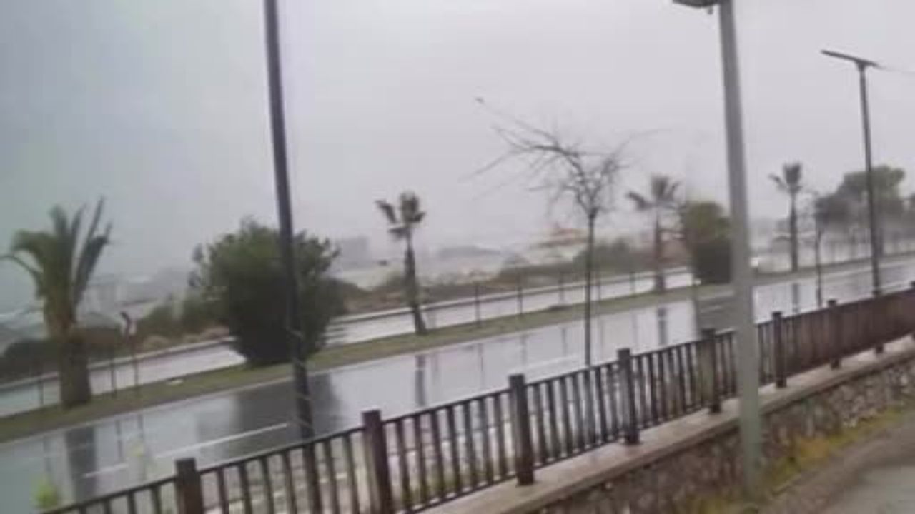 Alanya'da yağışta kayganlaşan yolda otomobil refüjdeki ağaca çarpıp takla attı