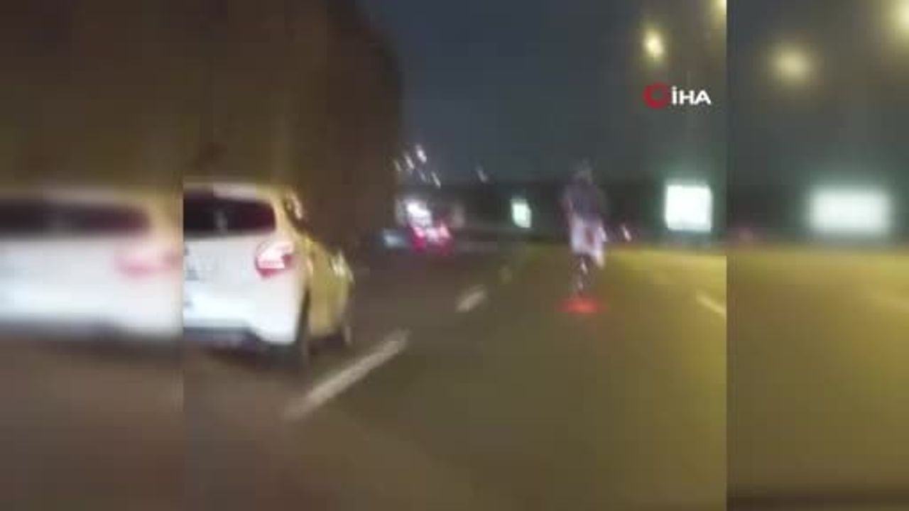 Kuzey Marmara Otoyolu'nda tehlikeli motosiklet akrobasi