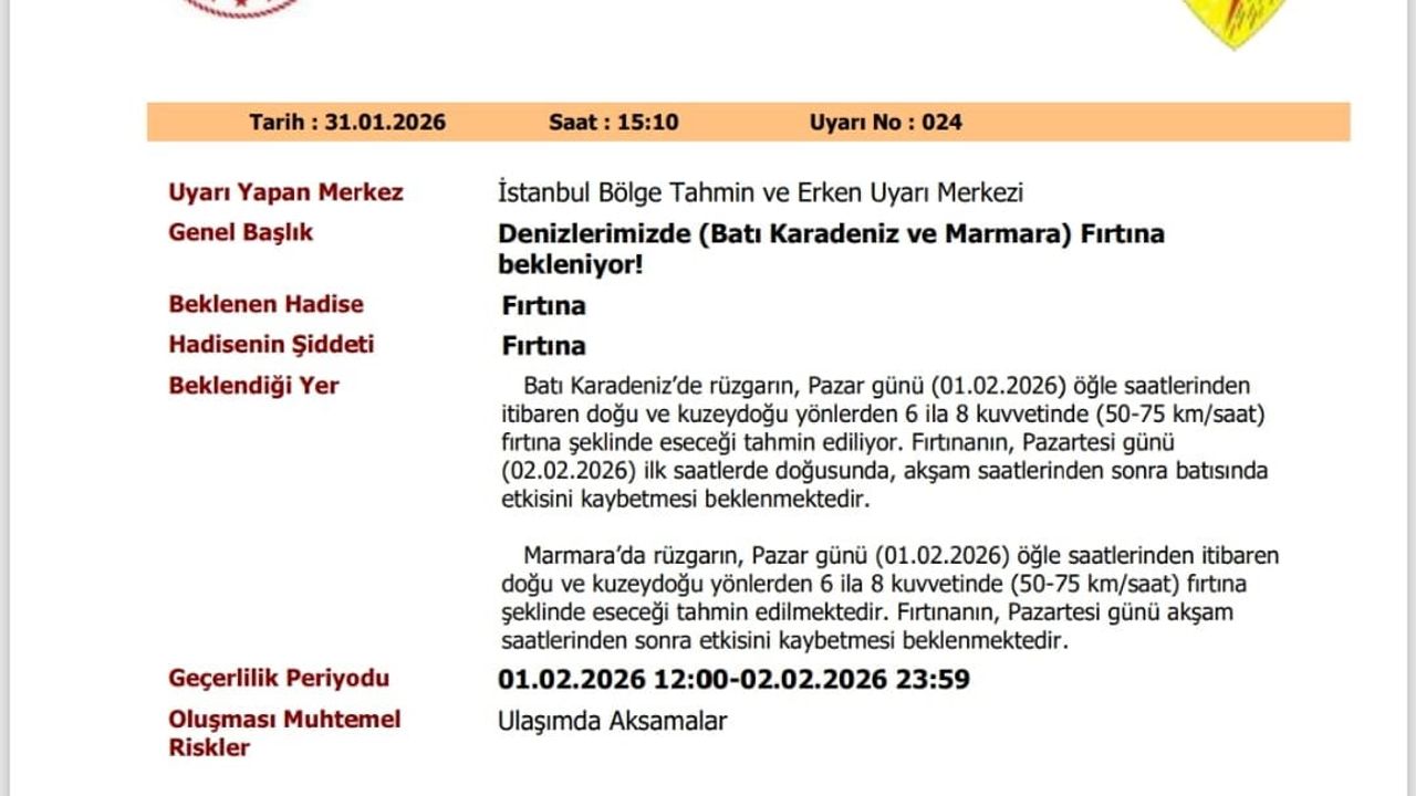 Tekirdağ, Edirne ve Kırklareli'ye sarı kodlu rüzgar ve fırtına uyarısı