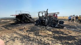 Aksaray'da Yangın: Balya Makinesi ve Traktör Kül Oldu