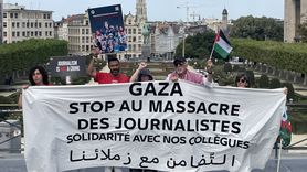 Brüksel'de Gazetecilerden İsrail Protestosu