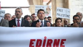 Yılmaz Tunç, Edirne'deki Protestoda Filistin için Destek Verd