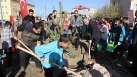 Ağrı'da 'Türkiye Yeşeriyor, Gazze Güçleniyor' Projesi Kapsamında Fidan Dikimi