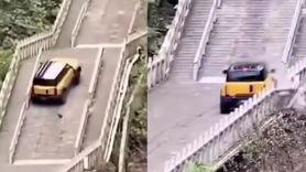 Chery test aracı Tianmen Dağı’nın 999 merdiveninde tarihi yapıya zarar verdi