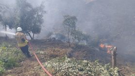 Kumlu'da bahçe yangını itfaiyenin müdahalesiyle söndürüldü