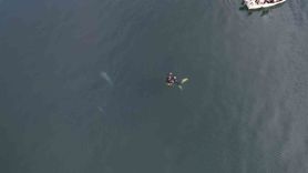 Sapanca Gölü'nde dipten yükselen kabarcıklar su altı ve havadan görüntülendi