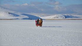 Çıldır Gölü'nde kış coşkusu: Atlı kızaklar buz üzerinde sezona başladı