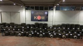 Denizli’de 3 milyon TL değerinde 263 kaçak tır lastiği ve 6 jant ele geçirildi