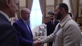 Erdoğan, Hind Rajab'ın aile fertlerini Cumhurbaşkanlığı Külliyesi'nde karşıladı