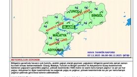 Meteoroloji 13. Bölge Müdürlüğü'nden Elazığ, Malatya, Tunceli, Bingöl ve Adıyaman için kuvvetli yağış uyarısı