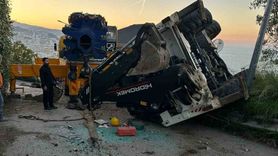 Mudanya'da vinçten düşen kepçenin düşüş anları ortaya çıktı