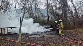 Safranbolu'da alabalık tesisinin kamelyası yanarak kül oldu