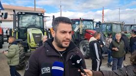 Yunan çiftçiler Kipi (Bahçeköy) Gümrük Kapısı'nda traktörlü eylemlerini sürdürüyor