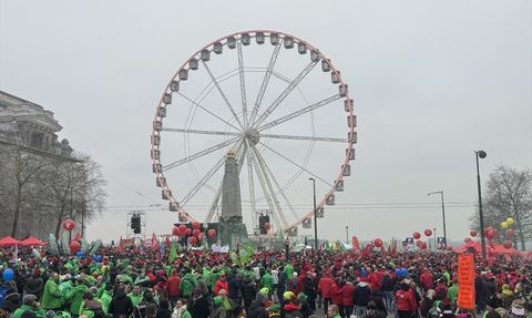 Belçika'da Çalışanların Ekonomi Politikaları Protestosu