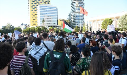 Arnavutluk'ta Filistin İçin Destek Gösterisi