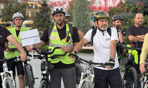 Konya'da Bisikletçilerden Anma Sürüşü