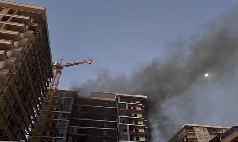 Bursa Yıldırım'daki İnşaatta Yangın Çıktı