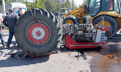 Gülşehir'de traktör ile hafif ticari araç çarpıştı: Sürücü ağır yaralandı