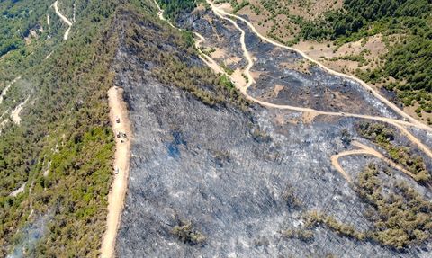 Karabük'te Meydana Gelen Orman Yangını Havadan Görüntülendi