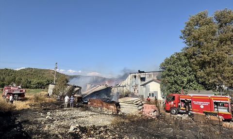Muğla'da Kereste Deposu Yangını