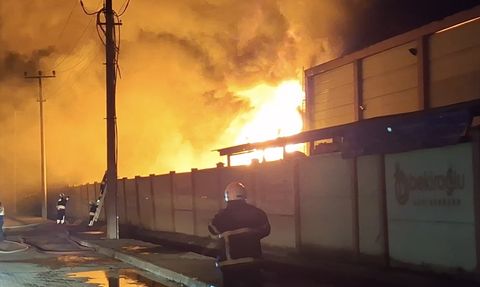 Samsun'da Geri Dönüşüm Fabrikasında Yangın