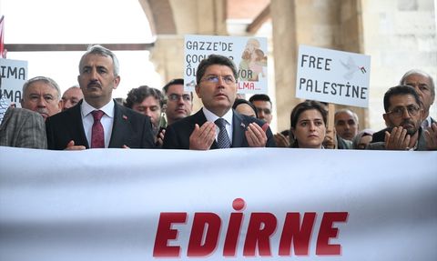 Yılmaz Tunç, Edirne'deki Protestoda Filistin için Destek Verd