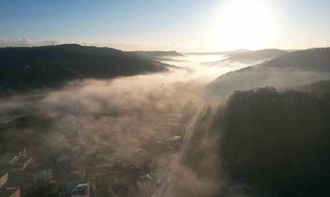Arnavutköy Boğazköy’de sis tabloyu andırdı