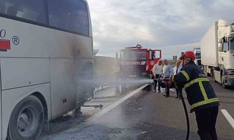 Bolu'da Yolcu Otobüsünde Yangın