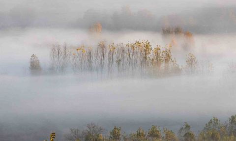 Hevsel Bahçeleri'nde Sonbahar Sisi Kartpostallık Görüntüler Yarattı