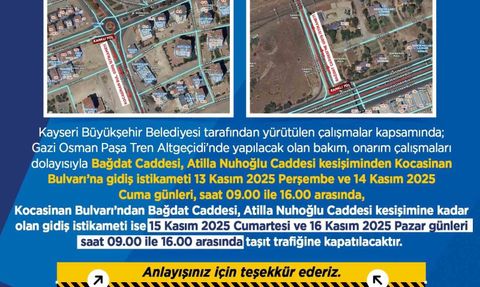 Kayseri Büyükşehir'den sürücülere onarım uyarısı