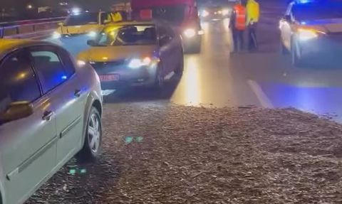 Kocaeli'de Yonga Yüklü Tır Devrildi