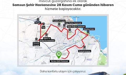 Samsun Şehir Hastanesi'ne yeni ring hatlarıyla erişim başlıyor