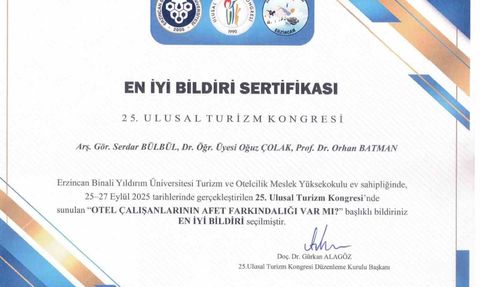 SUBÜ akademisyenlerine 'En İyi Bildiri' ödülü