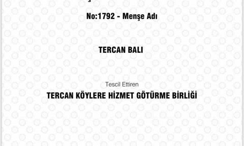 Tercan Balı, Erzincan'ın 14. Coğrafi İşareti Olarak Tescillendi