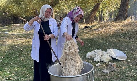 Van'da Kadınlar Doğadan Elde Ettikleri Bitkilerle İpleri Renklendiriyor