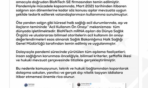DMM: 'BioNTech aşısı Türkiye'ye gelmedi' iddiaları gerçeği yansıtmıyor