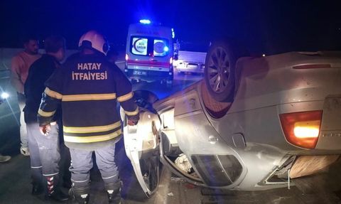 Hassa'da otomobil takla attı: sürücü yaralandı