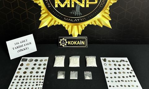 Malatya'da uyuşturucu operasyonu: 167 gram kokain ve 116 sikke ele geçirildi