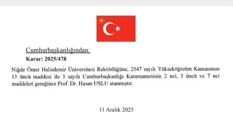 Prof. Dr. Hasan Uslu yeniden Niğde Ömer Halisdemir Üniversitesi rektörü oldu